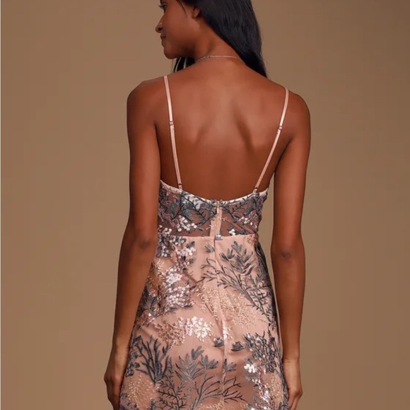 Lulus Feeling So Vine Blush Pink Floral Embroidered Midi Dress - Size S - Picture 3 of 3